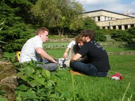 Stefan, Robert und Christoph auf dem Campus Westend